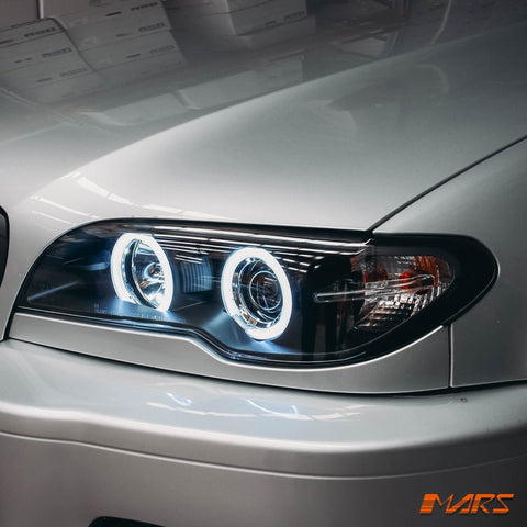(Replace Stock HID Xenon model) CCFL Angel - Eyes Projector Head Lights for BMW 3 - Series E46 LCI Coupe & Convertible 2003 - 2005 - Mars Performance