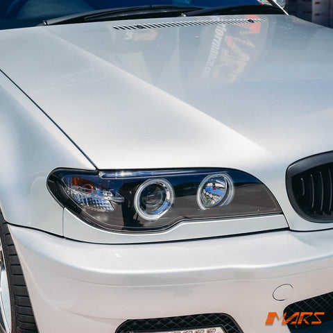 (Replace Stock HID Xenon model) CCFL Angel - Eyes Projector Head Lights for BMW 3 - Series E46 LCI Coupe & Convertible 2003 - 2005 - Mars Performance