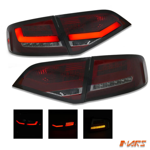(Replace Stock LED Lights) Smoked Red 3D LED Stripe Tail Lights for 2008 - 2012 AUDI A4 B8 4D Sedan - Mars Performance