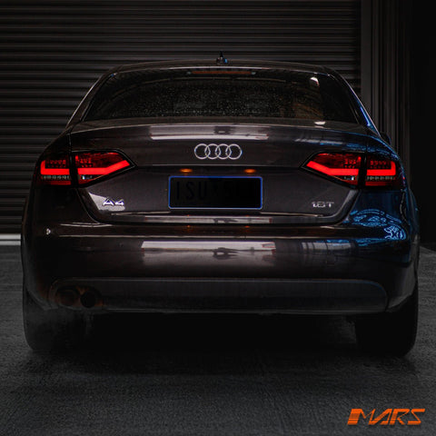 (Replace Stock LED Lights) Smoked Red 3D LED Stripe Tail Lights for 2008 - 2012 AUDI A4 B8 4D Sedan - Mars Performance