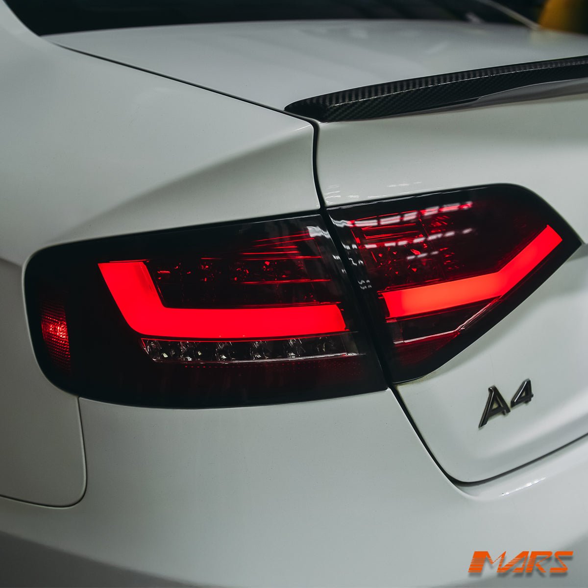 (Replace Stock LED Lights) Smoked Red 3D LED Stripe Tail Lights for 2008 - 2012 AUDI A4 B8 4D Sedan - Mars Performance