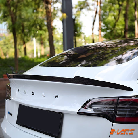 Revozport Style Carbon Fibre Rear trunk boot lip Spoiler Wing Bodykit for Tesla Model 3 2019 - 2023 - Mars Performance