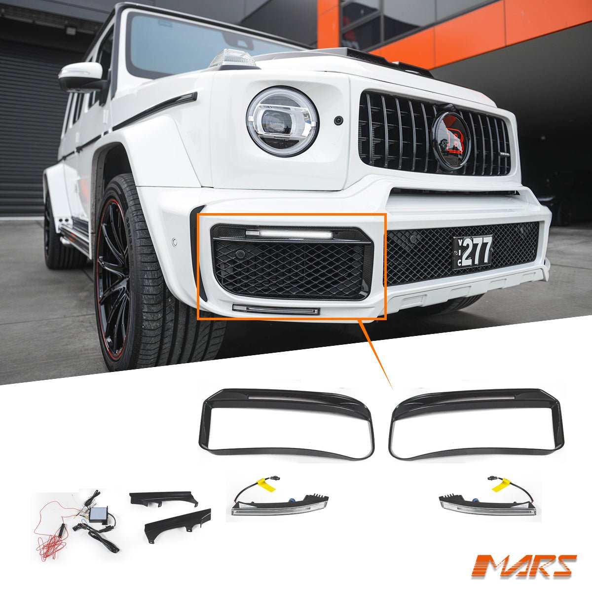 Rocket 900 Style Upper LED DRL lights for Mercedes - Benz G - Class W463A Brabus Style Front Bumper Bar Bodykit - Mars Performance