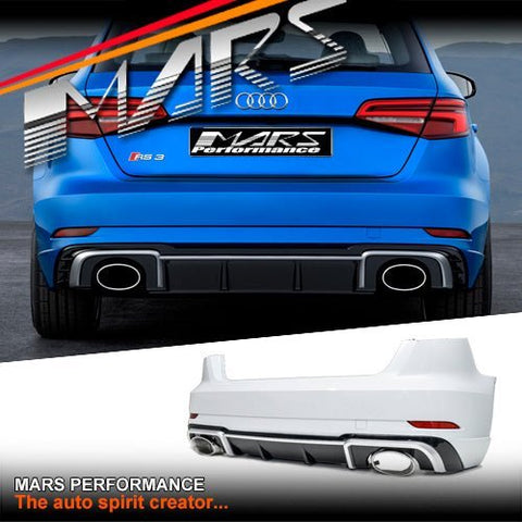 RS3 Style Rear Bumper Bar Bodykit with Diffuser & Exhaust Tips for AUDI A3 S3 8V Hatch 2017 - 2020 - Mars Performance