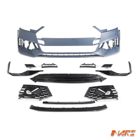 RS4 Style Front Bumper Bar Bodykit & Gloss Black Grille Grill for AUDI A4 S4 B9 2016 - 2019 - Mars Performance