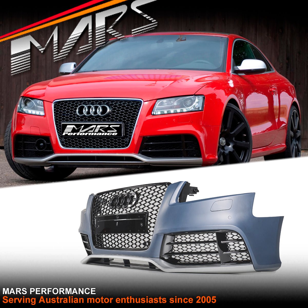 RS5 Style Front Bumper Bar Bodykit & Grill for AUDI A5 S5 8T 2008 - 2012 2 doors Coupe & 4 doors Sedan 2008 - 2012 - Mars Performance