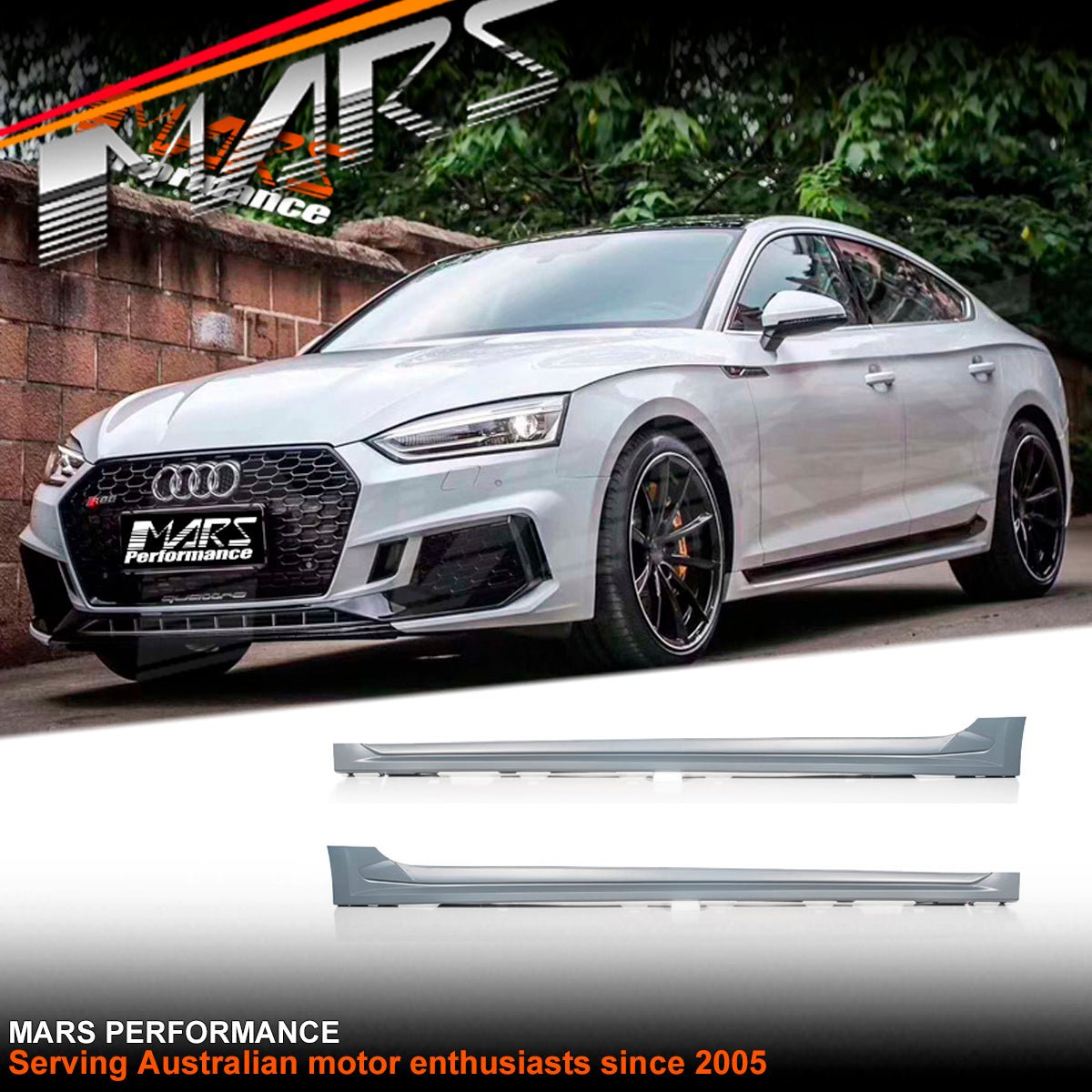 RS5 Style Lower Side Skirts BodyKit with Trim for AUDI A5 S5 F5 4 doors Sedan 2016 - 2020 - Mars Performance