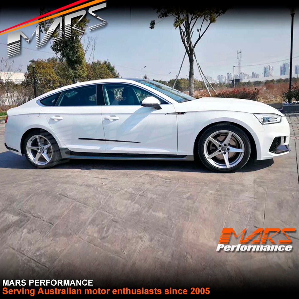 RS5 Style Lower Side Skirts BodyKit with Trim for AUDI A5 S5 F5 4 doors Sedan 2016 - 2020 - Mars Performance