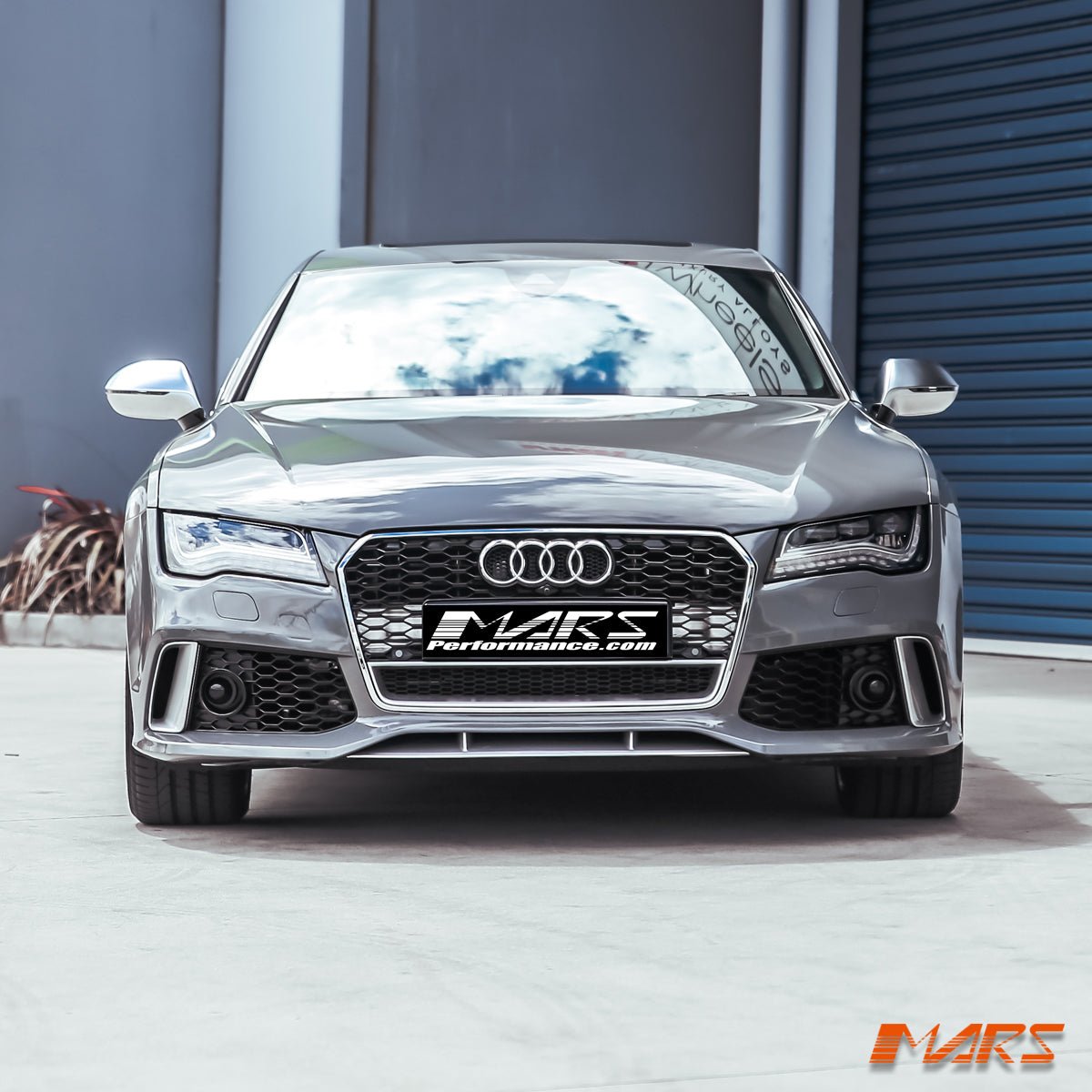 RS7 Style Front Bumper Bar Bodykit with Gloss Black Honeycomb Grille Grill for AUDI A7 S7 4G 2011 - 2014 - Mars Performance
