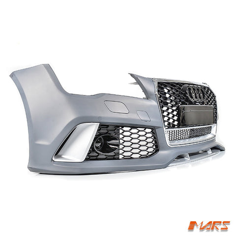 RS7 Style Front Bumper Bar Bodykit with Gloss Black Honeycomb Grille Grill for AUDI A7 S7 4G 2011 - 2014 - Mars Performance