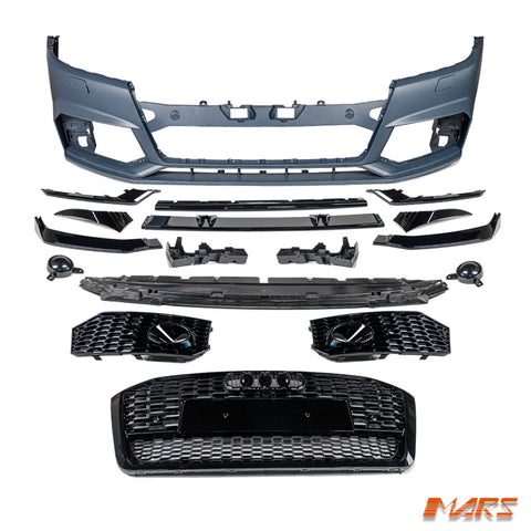 RSQ5 Style Front Bumper Bar Bodykit with Black Honeycomb Grille Grill for AUDI Q5 SQ5 FY 2017 - 2020 - Mars Performance
