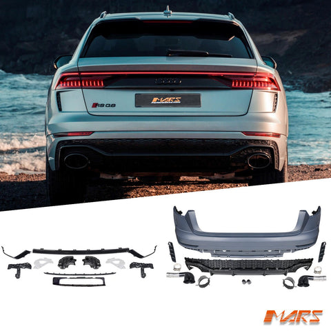 RSQ8 Style Rear Bumper bar with Diffuser Bodykit & Exhaust Tips for AUDI Q8 SQ8 F1 2018 - 2023 - Mars Performance