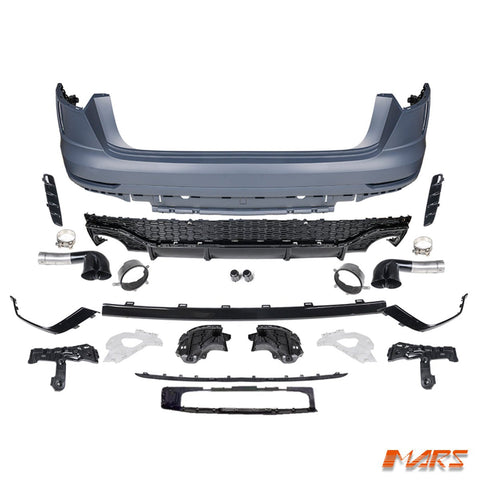 RSQ8 Style Rear Bumper bar with Diffuser Bodykit & Exhaust Tips for AUDI Q8 SQ8 F1 2018 - 2023 - Mars Performance