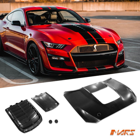 Shelby GT500 Style Aluminium Bonnet Hood Bodykit with Plastic Vent for Ford Mustang FN 2018 - 2022 - Mars Performance