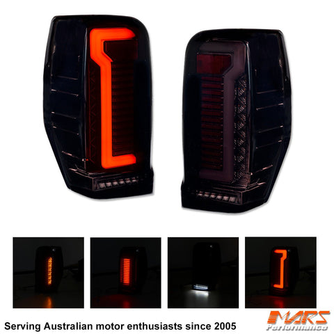 Smoked 3D Stripe Bar Full LED Tail Lights with Sequential Indicator for Mitsubishi Triton MR 2018 - 2023 - Mars Performance