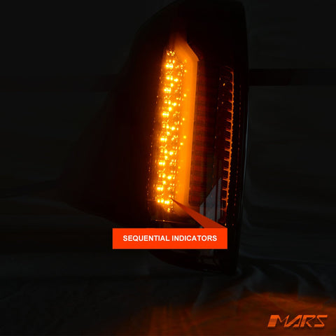Smoked 3D Stripe Bar Full LED Tail Lights with Sequential Indicator for Nissan Navara & Frontier D40 2005 - 2014 - Mars Performance