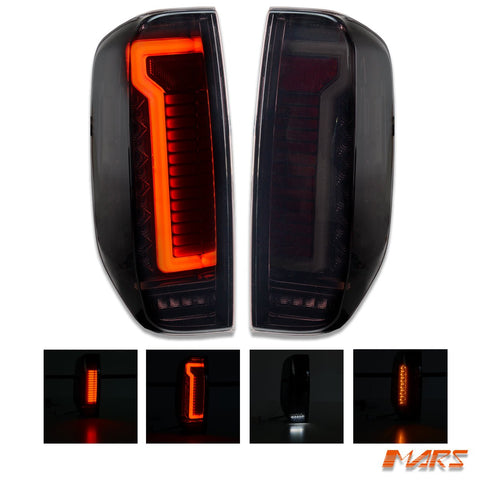 Smoked 3D Stripe Bar Full LED Tail Lights with Sequential Indicator for Nissan Navara & Frontier D40 2005 - 2014 - Mars Performance