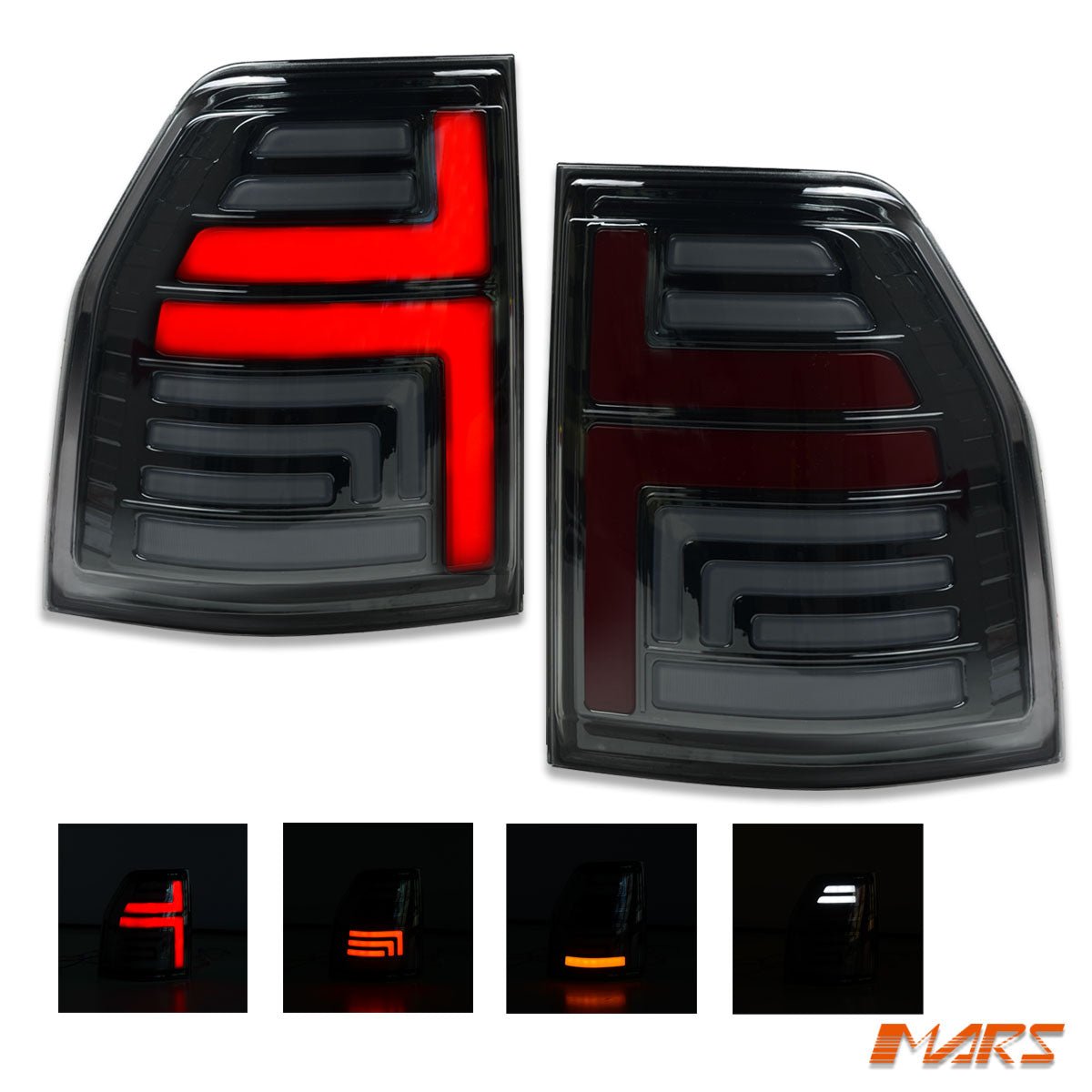 Smoked 3D Stripe Bar Full LED Tail lights with Sequential Indicators for Mitsubishi Pajero NS NT NW NX 2007 - 2021 - Mars Performance