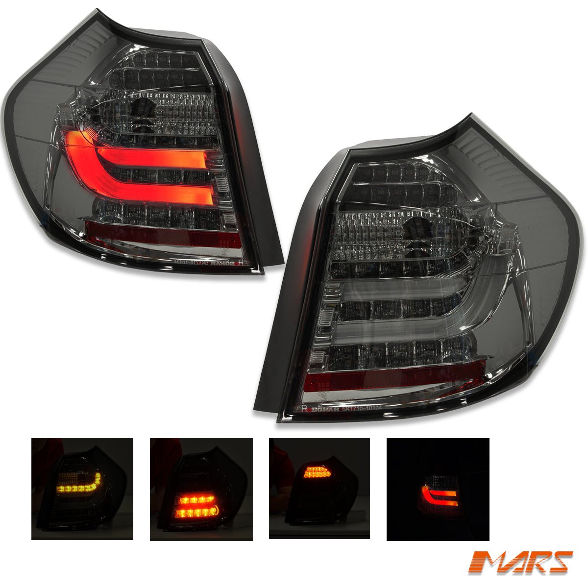 Smoked Black 3D LED Tail lights for BMW 1 Series E81 E87 Hatch - Mars Performance