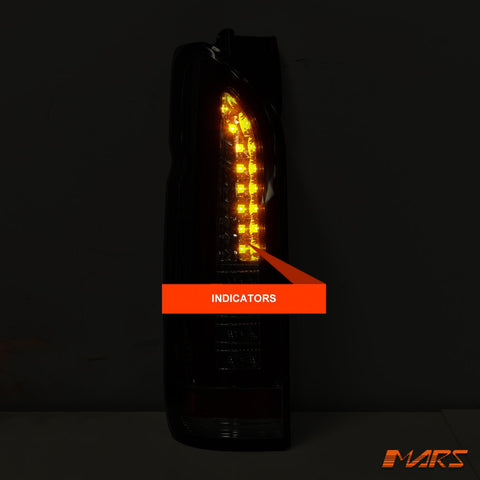 Smoked Black 3D Stripe Full LED Tail lights for Toyota Hiace VAN 2005 - 2018 - Mars Performance