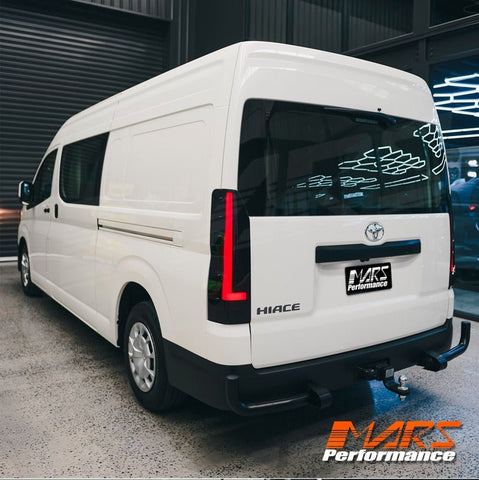 Smoked Black 3D Stripe Full LED Tail lights with Sequential Indicator for Toyota Hiace VAN 2020 - 2025 - Mars Performance
