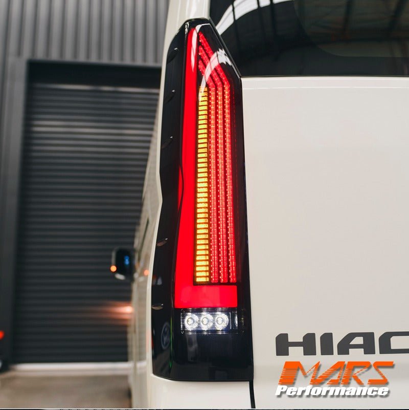 Smoked Black 3D Stripe Full LED Tail lights with Sequential Indicator for Toyota Hiace VAN 2020 - 2025 - Mars Performance