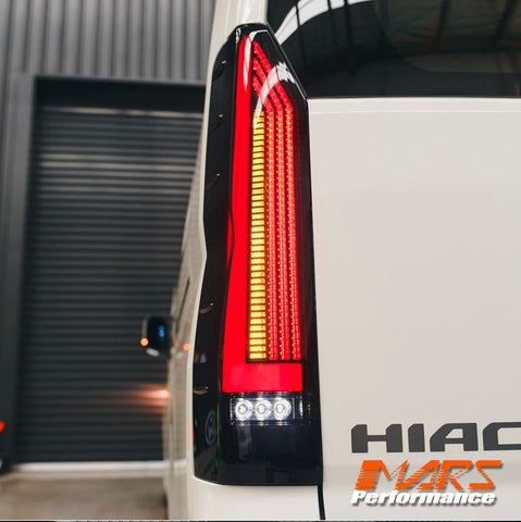 Smoked Black 3D Stripe Full LED Tail lights with Sequential Indicator for Toyota Hiace VAN 2020 - 2025 - Mars Performance