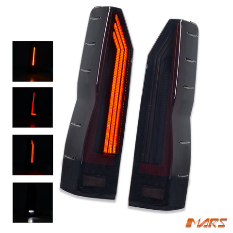 Smoked Black 3D Stripe Full LED Tail lights with Sequential Indicator for Toyota Hiace VAN 2020 - 2025 - Mars Performance