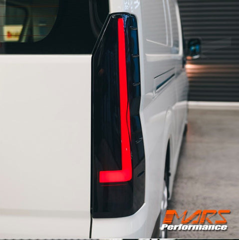 Smoked Black 3D Stripe Full LED Tail lights with Sequential Indicator for Toyota Hiace VAN 2020 - 2025 - Mars Performance