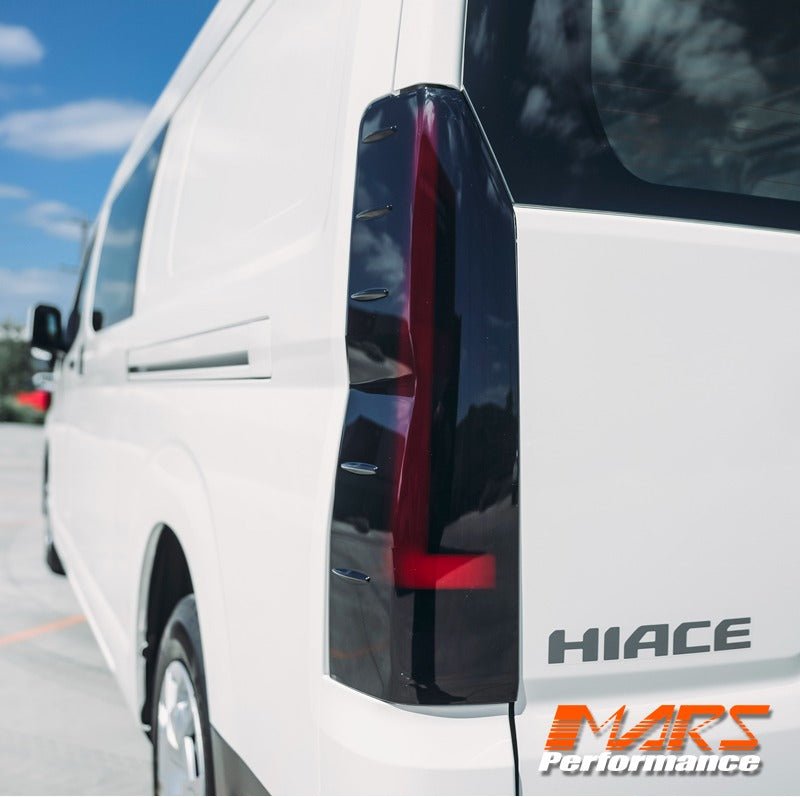 Smoked Black 3D Stripe Full LED Tail lights with Sequential Indicator for Toyota Hiace VAN 2020 - 2025 - Mars Performance