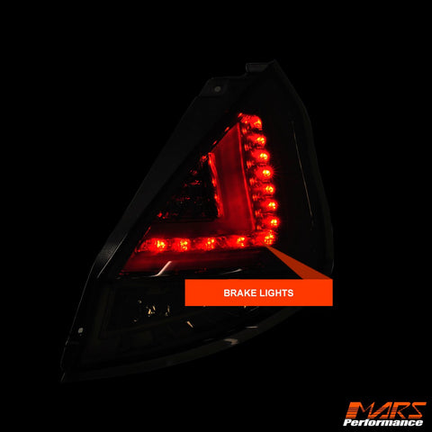 Smoked Black 3D Stripe LED Tail Lights for Ford Fiesta WT 2009 - 2014 Hatch Back - Mars Performance