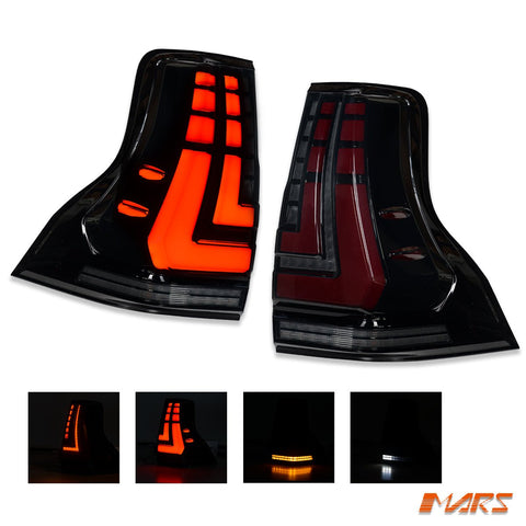 Smoked Full LED Tail Lights with Sequential Indicator for TOYOTA LANDCRUISER Prado 150 Series LC150 FJ150 2018 - 2023 - Mars Performance