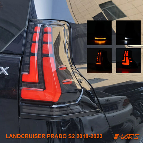 Smoked Full LED Tail Lights with Sequential Indicator for TOYOTA LANDCRUISER Prado 150 Series LC150 FJ150 2018 - 2023 - Mars Performance
