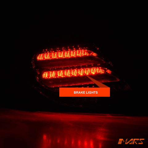Smoked Full LED Tail Lights with Sequential Indicators for Mercedes - Benz C - Class W204 C204 & C63 AMG 2007 - 2011 - Mars Performance