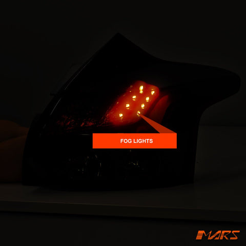 Smoked Red 3D Stripe Bar LED Tail lights for Ford Focus LW Hatch 2012 - 2015 - Mars Performance