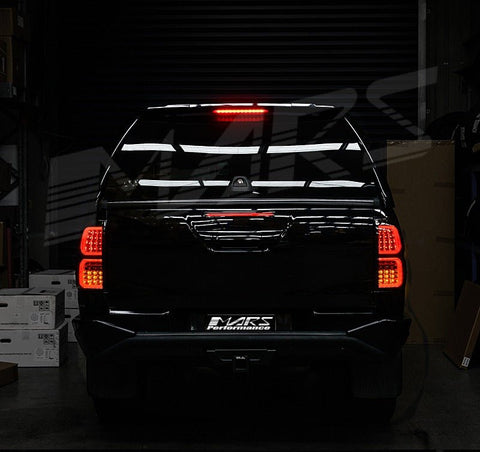 Smoked Red 3D Stripe LED Tail Gate Brake Third Taillight for Toyota Revo Rocco 2015 - 2024 - Mars Performance