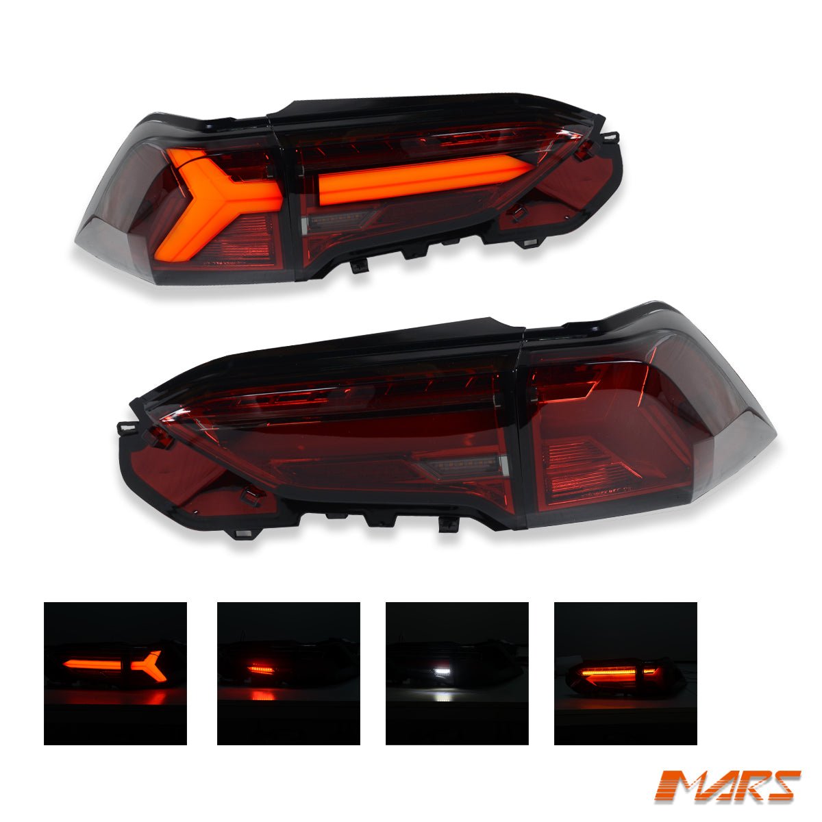 Smoked Red Full LED Tail Lights with Sequential Indicator for Toyota RAV4 2019 - 2025 - Mars Performance