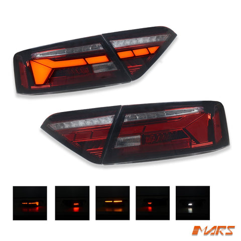 Smoked Red Full LED Tail Lights with Sequential Indicators for AUDI A5 S5 8T 2013 - 2016 Update Models - Mars Performance