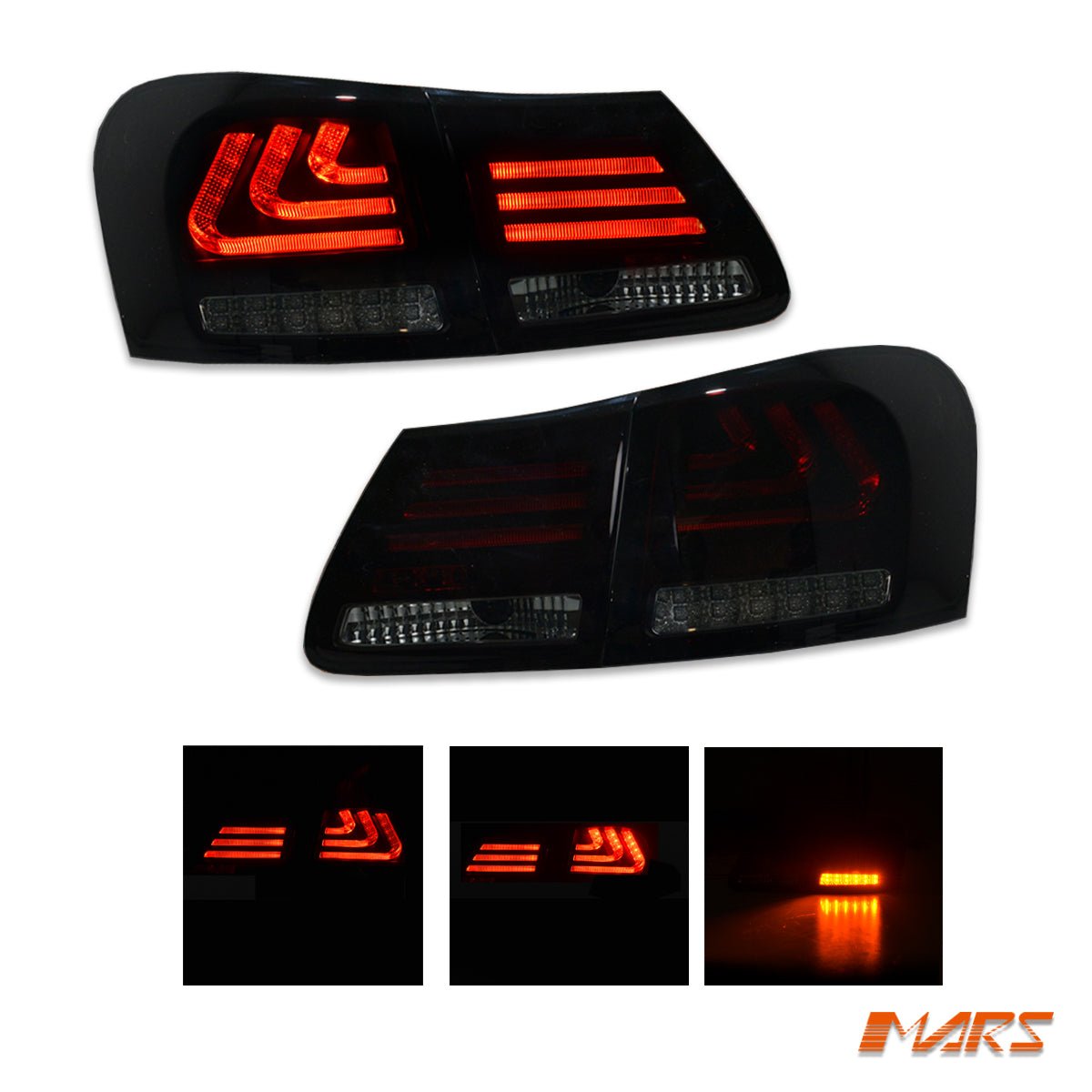 Smoked Red LED 3D Stripe Bar Tail lights with Sequential Indicators for Lexus GS300 GS350 GS430 GS450H 2005 - 2010 - Mars Performance