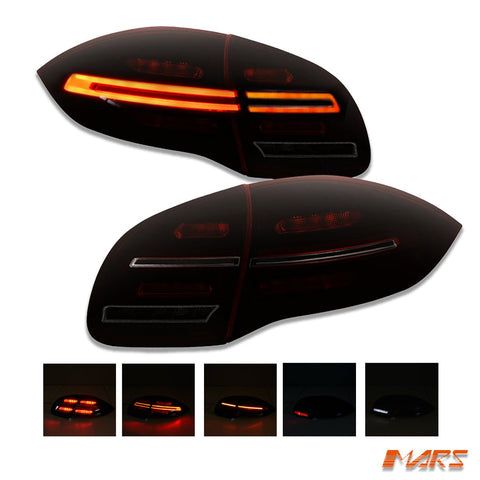 Smoked Red LED 3D Stripe Bar Tail lights with Sequential Indicators for Porsche Cayenne 958 92A 2010 - 2014 - Mars Performance