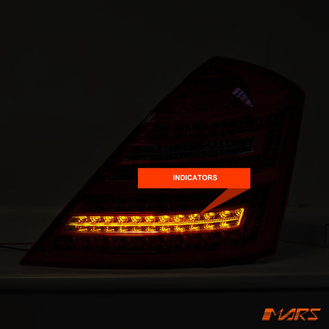 Smoked Red LED Tail Lights for Mercedes - Benz S - Class W221 Sedan 2006 - 2009 & S63 AMG - Mars Performance