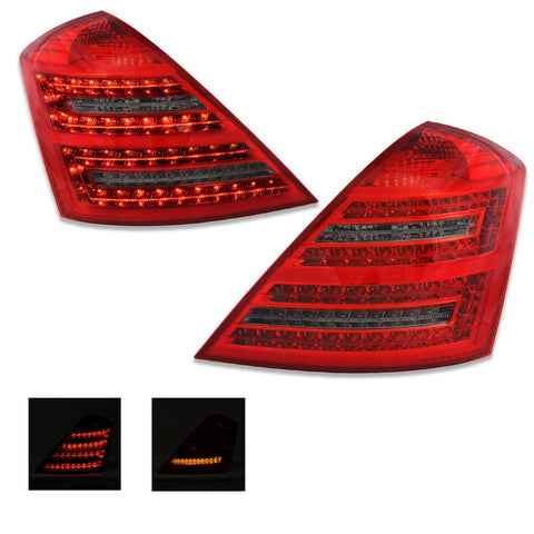 Smoked Red LED Tail Lights for Mercedes - Benz S - Class W221 Sedan 2006 - 2009 & S63 AMG - Mars Performance