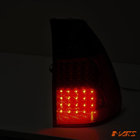 Smoked Red LED Tail Lights & Tail Gate Garnish for BMW X5 E53 2000 - 2003 Pre LCI - Mars Performance