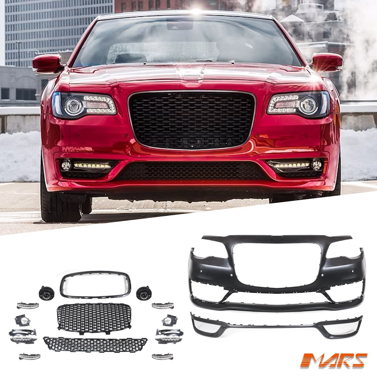 SRT Style Front Bumper Bar Bodykit with Grill & DRL Lights for Chrysler 300 LX 2012 - 2021 - Mars Performance