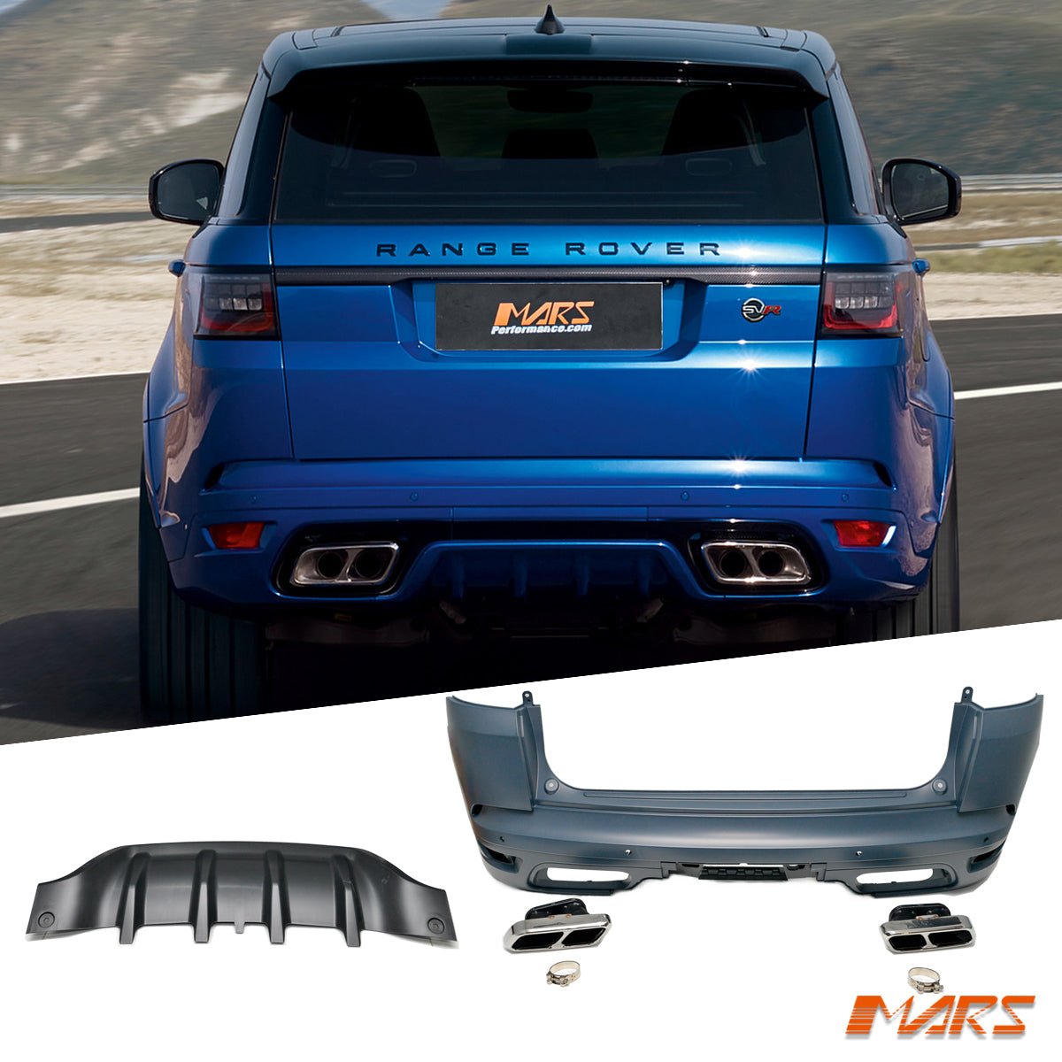 Range Rover Rear Bumper Parts SVR Style Rear Bumper Bar Bodykit with Exhaust Tips for LAND ROVER Ran ...