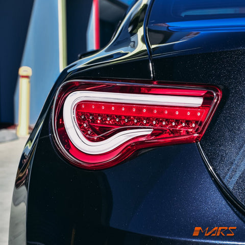 VALENTI JDM Clear Red Full LED 3D Stripe Bar Tail lights with Sequential Indicators for Toyota 86 ZN6 GT GTS & Subaru BRZ ZC6 - Mars Performance