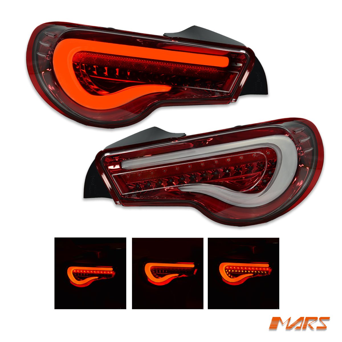 VALENTI JDM Clear Red Full LED 3D Stripe Bar Tail lights with Sequential Indicators for Toyota 86 ZN6 GT GTS & Subaru BRZ ZC6 - Mars Performance