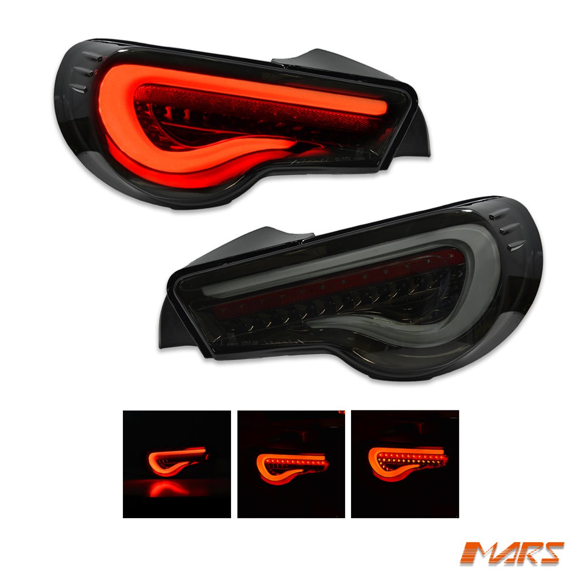 VALENTI Smoked Full LED 3D White Stripe Bar Tail lights with Sequential Indicators for Toyota 86 ZN6 GT GTS & Subaru BRZ ZC6 - Mars Performance