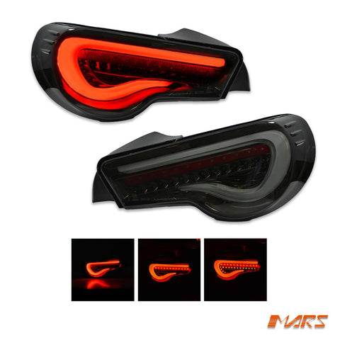 VALENTI Smoked Full LED 3D White Stripe Bar Tail lights with Sequential Indicators for Toyota 86 ZN6 GT GTS & Subaru BRZ ZC6 - Mars Performance