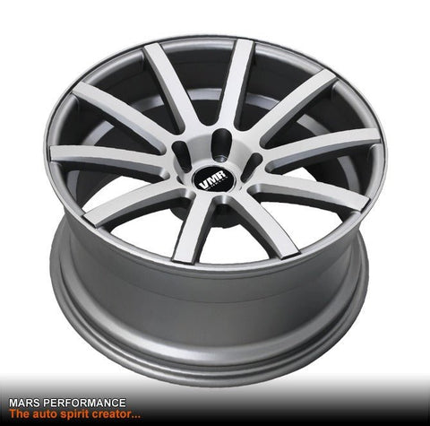 VMR V702 19 Inch Matte Gunmetal with Aluminium Brushed Face Alloy Wheels Rims - Mars Performance